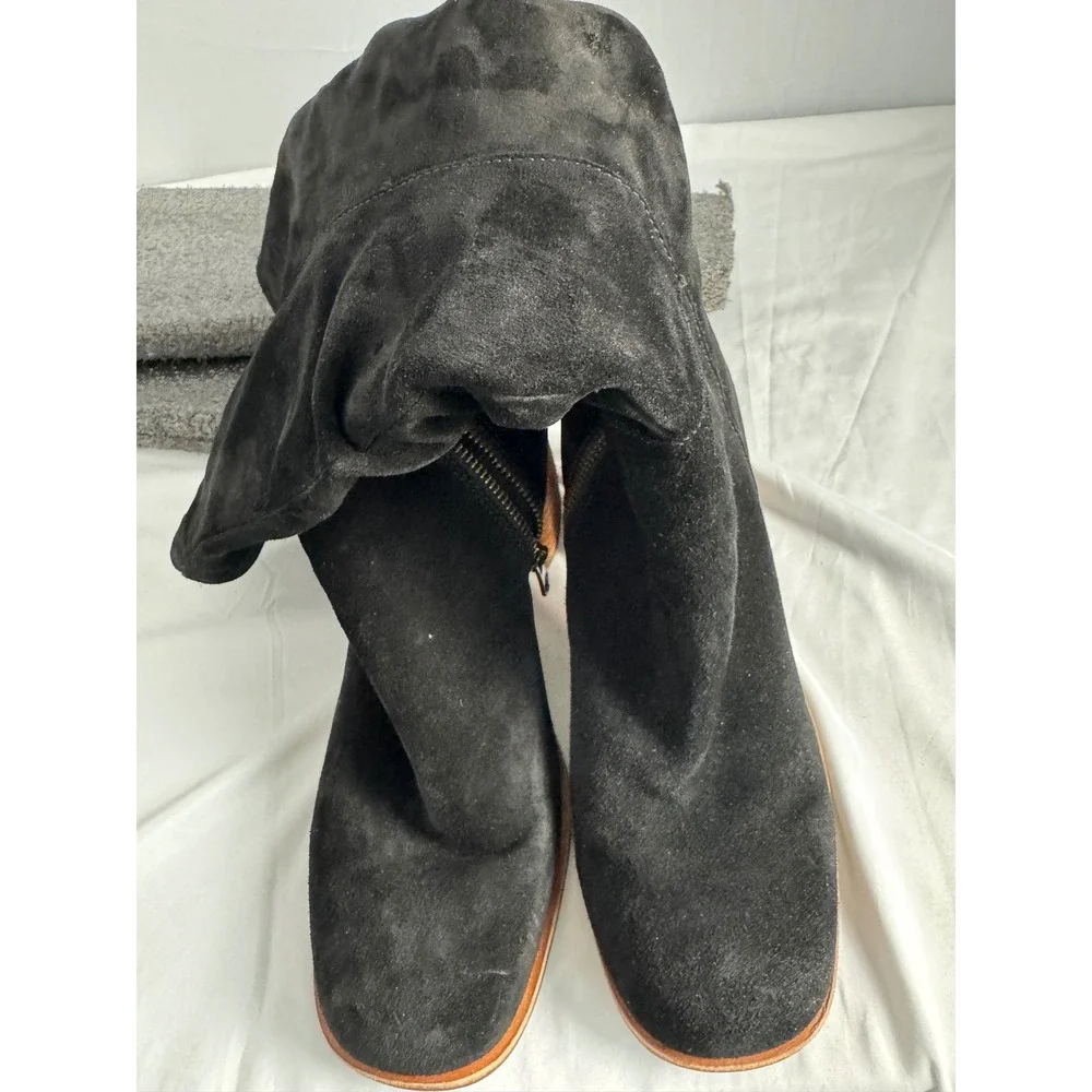 Kork-ease black Suede‎ Square Toe Slouchy Knee High Boots Size 9M